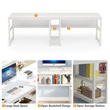 Tribesigns Two Person Desk with Bookshelf, 78.7 Computer Office Double Desk