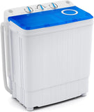 White & Blue Twin Tub Compact Washer Spinner Combo with Pump Drain for Apartment,