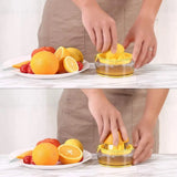 Citrus Juicer Manual Hand Squeezer with Built-in Measuring Cup and Strainer, 8OZ Yellow
