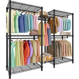 Heavy Duty Clothes Rails, Clothes Rack with 5 Hang Rods & 8 Shelves
