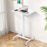 JHK Mobile Small Standing Desk Portable Computer Desk Laptop Height Adjustable Table Sitting Workstation Lockable Wheels