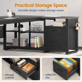 71 in Executive Desk with Power Outlets, Reversible L Shaped Computer Desk