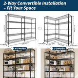 Heavy Duty Storage Shelves 4/5 Tiers Metal Shelving Unit Adjustable Organization Pantry Shelves for Kitchen