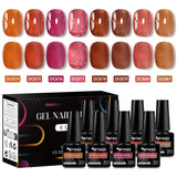 8pcs Nude Jelly Gel Nail Polish Set With Box Translucent Color Semi Permanent Soak Off UV LED Gel
