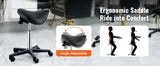 SucceBuy Ergonomic Saddle Stool w/ 5 Swivel Casters 360° Rotation 20.1-28 in Height Adjustable