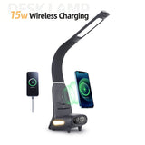 Eye-Care Reading Desk Lamp w/ Soft Night Light 15W Wireless Fast Charging