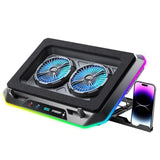 RGB Gaming Laptop Cooling Pad with Two Turbo Fan Rapid Cooling