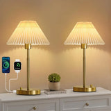 Set of 2: Dimmable Nightstand Bedside Lamps with USB A and C Ports