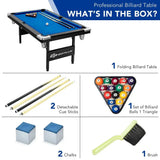 6 FT Folding Pool Table, 76 Inch Portable Billiard Tables for Adults