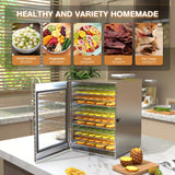 Lecon Chef Food Dehydrator Machine, 12 Stainless Steel Trays Food-Dryer 24H Timer