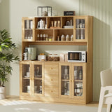 VOWNER Large Kitchen Hutch Cabinet, Kitchen Pantry Storage Cabinet with 6 Glass Doors