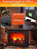 Electric Fireplace Lantern with Realistic LED Flame – USB Powered, Indoor