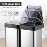 16 Gallon Dual Compartment Trash Can, 60L 2x30L Stainless Steel Step Trash and Recycling Bin,