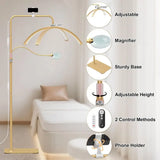 Adjustable LED Floor Lash Lamp with 4X Magnifier, Pen Holder, Dimmable