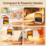 Portable Mini Electric Fireplace Heater with 3D Flames for Bedroom, Office