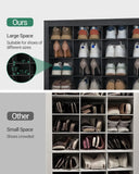 12 Tiers 9 Inch Widened Cell Wood Shoe Rack for Entryway, Black