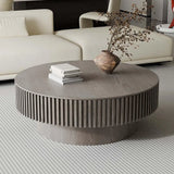 Round Wooden Coffee Table with Storage Shelf for Living Room Apartment