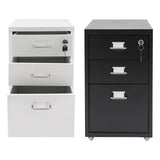 3 -Tiers  Vertical File Cabinet Metal Mobile File Cabinet with Lock Filing Cold-rolled Steel Cabinet Under Desk