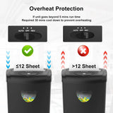 Paper Shredder for Home, 12-Sheet Cross Cut, P-4 Security, Shreds Paper/Cards/CDs/Staples/Clips