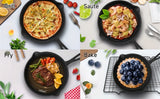 3PCS Pre-Seasoned Cast Iron Skillet Set, Pans for Oven Grill Campfire