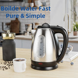 1.8L Stainless Steel Electric Kettle with Water Level Window, Auto Shut-Off, Boil-Dry Protection