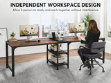 Tribesigns 90.55'' 2 Person Desk with Storage Shelves, Double Computer Desk
