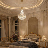 Luxury Gold Empire K9 Crystal Chandelier, 6-Light Adjustable Height Hanging Light