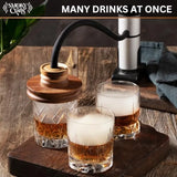 Food and Drink Smoker Kit with Smoke Gun 8" Smoking Cloche Glass Dome Acacia