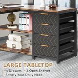 Tribesigns L Shaped Computer Desk with Storage Drawers, 59 inch Corner Desk with Shelves, Reversible L-Shaped Office Desk Study