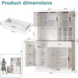ANCTOR Kitchen Hutch Cabinet with Storage Tall Pantry Storage Cabinet with Glass Doors