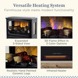 Infrared Electric Fireplace Heater - Black, WiFi/ Alexa Enabled, With Remote