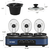Triple Slow Cooker with 3×1.5 QT Buffet Servers and Warmers Adjustable Temperature