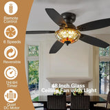 Ceiling Fans with Lights 48 Ceiling Fan Chandelier with 5 DualBlades and Glass Shade