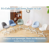 VINGLI White Modern Velvet Vanity Chair with Back - Silent Wheels Stylish Comfortable