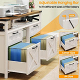 White Filing Cabinet for Home Office, 4 Drawer with Adjustable Shelf and Open Storage Shelf for Letter/A4 Hanging Files