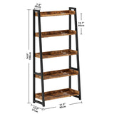 IRONCK Industrial Bookshelf 5-Tier 31.5in Wide, Bookcase Ladder Shelf, Storage Shelves Rack Shelf Unit