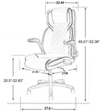 Brown Leather Office Chair with Flip up Arms, High Back Ergonomic Executive Office Chairs