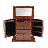 5 Tiers 4 Drawers Wooden Jewelry Box with Mirror for Necklace Earring