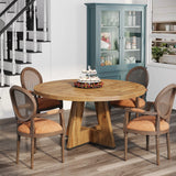 Tribesigns Round Dining Table for 4, 47 Inch Farmhouse Kitchen Table Small Dinner Table
