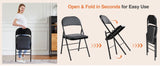 JHK Leather Padded Folding Chair 4 Pack Sturdy Metal Living Room Rocking Dinner Chairs Easy