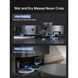 Robotic vacuum for home use, ABS plastic with liftable mop and brushes