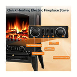 5100 BTU Electric Fireplace Stove Heater with Adjustable Flame & Thermostat