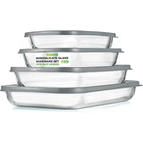 Glass Baking Dish Set with Lids for Oven - 8-Piece Casserole Dishes, BPA-Free