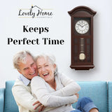 27 inch Wooden Hanging Grandfather Wall Clock with Pendulum - Real Wood