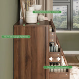 Walnut Dresser for Bedroom, 55.1" Wide Dresser with 6 Drawers