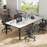 95 x 48 Large Conference Table with Metal Frame and Cable Management for Meetings