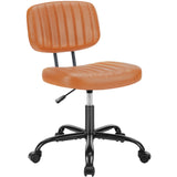 JHK Armless Office Desk Chair Back Lumbar Support Height Adjustable PU Leather Computer Chair