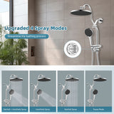 Self-cleaning Shower Head Combo, High Pressure 10'' Rain Showerhead