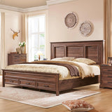 Farmhouse Queen Size Bed Frame with 52" Tall Headboard, Wood Platform