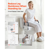 SucceBuy Raised Toilet Seat 5-Inch Lift Height Widened Commode Elevated Toilet Seat Rise